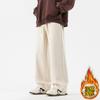 Otoño e invierno 2024 nuevos pantalones casuales rectos para hombre engrosados con forro polar tendencia sueltos de pierna ancha