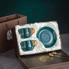 Conjunto de Xícara e Pires de Café com Alça Dourada Europeia Cor Pura Caneca Simples Xícara de Cerâmica Luxo Acessível Conjunto de Copos de Água de Alta Qualidade Suporte para Copos