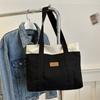 Bolsa de Lona Popular 2024 Nova Bolsa de Ombro Estilo Coreano Moda Simples Cor Contrastante Grande Capacidade Bolsa Tote Bolsa para Comércio Exterior