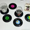 Venda quente transfronteiriça Rodada Antiderrapante Máquina de silicone Record Coaster Retro Vinil CD Mat Placa Tapete de isolamento térmico Six Pieces Pack