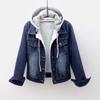 Chaqueta corta vaquera para mujer, primavera y otoño, estilo coreano, nueva chaqueta ajustada de manga larga con capucha, top para estudiantes que combina con todo.