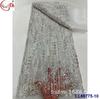 Vestido de noiva francês bordado completo lantejoulas tecido de renda com contas tecido de renda com lantejoulas para noiva