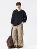 Suéter Pulôver Masculino Outono/Inverno Gola V Solto Tricô Jacquard Torcido Quente Manga Longa Estiloso