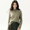 Suéter de Punto de Cachemira para Mujer, Ajuste Holgado, Manga Larga, Múltiples Botones, Cuello Semiabierto, Dobladillo Enrollado, Otoño/Invierno 2026