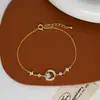 Pulsera Nueva de Zirconia de Estrella y Luna para Mujer Lujo Ligero Nicho Diseño Exquisito Ajustable Pulsera para Mejor Amiga