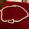 Pulsera de Moda Transfronteriza Europea y Americana con Hebilla de Herradura de Circonita Ultrabrillante, Pulsera de Lujo Ligero de Gama Alta, Joyería de Diseño Nicho para Mujer