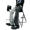 Jeans Wide Leg Rasgado Estilo Retrô Americano para Homens, Novo Estilo de Primavera, Caimento Solto Estilo Americano, Calça Reta Wide Leg de Cintura Alta Emagrecedora