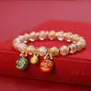 Pulsera de Vidrio con Lámina Dorada Color Ceniza Estilo Nuevo 2025 de un Solo Círculo para Mujer, Pulsera de la Fortuna Bestia Devoradora de Oro del Año Zodiacal, Regalo para Pareja