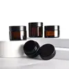 Frasco de Vidro Marrom para Creme 50g Embalagem Cosmética Frasco de Creme Preto 30g Frasco Recarregável de Viagem Atacado