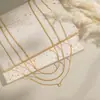 Colar com Pingente Xia Ling Europeu e Americano Transfronteiriço de Aço Inoxidável Multicamadas de Zircônia Banhado a Ouro 18K Empilhável Leve Luxo Versátil