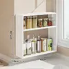 Estante de almacenamiento de cocina multicapa para montar en la pared, no requiere perforación, estante de almacenamiento multifuncional para aceite, sal, salsa y vinagre