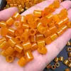 Cuentas de Calcedonia Amarilla de Corte Recto en Forma de Barril, Calcedonia Amarilla Hielo con Agujero Grande en Forma de Tubo Recto para Pulsera y Collar de Bricolaje, Roca de Cuarzo Jade Coleccionable al por Mayor