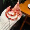 Pulseira de Cristal de Ágata Vermelha Natural Vermelha Jingxun para Mulheres, Pulseira de Ágata Vermelha de Círculo Duplo, Acessório de Mão Estilo Vintage
