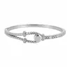 Pulsera de cuerda con cierre de diamante plateado ~ Pulsera de nudo retorcido redondo de circón de lujo ligero, pulsera de estilo minimalista geométrico, joyería de nicho de alta gama