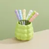 Tarro de Almacenamiento de Cerámica Estilo Tiktok Estilo Dopamina con Asa Gruesa de Cerámica y Juego de Tenedor y Cuchara de Acero Inoxidable Venta al por Mayor
