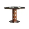 Mesa de Comedor Redonda Pequeña de Apartamento Antiguo Mesa de Comedor Redonda Bauberger Metal Retro Francés Madera Maciza Pizarra Mesa de Comedor para el Hogar