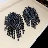 Brincos de luxo novos e exagerados com adornos de diamantes completos, modernos e elegantes, super brilhantes, design único, brincos de nicho
