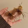 Brincos de Miçangas de Arroz e Penas Artesanais da Moda Nova de Outono e Inverno, Acessórios de Estilo Exagerado da Moda, Atmosfera Super Feérica