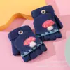 Guantes de invierno para niños de 0 a 4 años, cálidos, lindos, de dibujos animados, para niños y niñas, engrosados, de lana para niños, con tapa abatible, de medio dedo