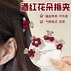 Pegador de Flocagem de Flores Pequeno Presilha de Cabelo de Princesa Feminina Outono e Inverno Veludo Vermelho de Alta Qualidade Laço Headwear de Ano Novo