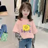 G2060# Camisa T-shirt Falsa de Duas Peças com Manga Longa para Meninos e Meninas, Nova Coleção Primavera e Outono para Bebê, Fina, Solta, Casual