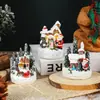 Navidad Dibujos Animados Casa Pequeña Brillante Papá Noel Muñeco de Nieve Micro Paisaje Adornos de Resina Decoraciones Navideñas Regalos