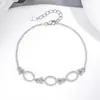 Pulsera de Plata Pura S925 con 3 Piedras Principales de 4x6/6x8mm Base Plana DIY Pulsera de Calcedonia Mariposa Luz de Luna en Estilo Juvenil