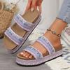 Comercio Exterior 2025 Verano Nuevos Zapatos Planos de Suela Gruesa con Tacón Bajo para Mujer Boca de Pez Trenzados de Cuerda de Cáñamo Zapatillas de Plataforma Cómodas de Suela Gruesa Venta al por Mayor