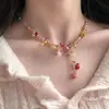 Guirnalda de FresasCollar de Cadena para Clavícula con Perlas Rosas Irregulares y Perlas de Burbuja Nuevo Primavera/Verano 2026