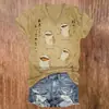 Camiseta casual feminina personalizada com estampa digital 3D de sapo transfronteiriço, gola V, manga curta, pedido mínimo de uma peça