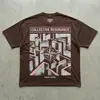 Camiseta Corta de Remaches Retro Personalizada Marca de Moda High Street Camiseta Estampada con Impresión Directa en Tinta Blanca Camiseta Nueva de Verano para Hombre