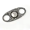 Cortador de cigarros de metal, tijeras para cigarros de doble filo con patrón Damasco de acero inoxidable, cortador conveniente de borde cepillado