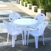 120 Mesa y Sillas de Plástico Grueso para Puesto de Comida de Mercado Nocturno, Barbacoa, Cerveza, Silla de Playa de Ocio con Reposabrazos y Respaldo