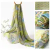 Bufanda Grande con Estampado de Flores Azules y Naranjas para Regalo de Cumpleaños de Mamá, Bufanda Larga Versátil y de Moda para Protección Solar, Chal Cálido y de Protección Solar para Mujeres