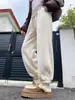 Pantalones de chándal rosas para mujer, pantalones cortavientos de otoño, nuevo estilo 2025, petite, holgados casuales, pantalones de chándal gruesos con forro polar para otoño e invierno
