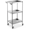 Mostrador de Herramientas para Barbería, Gabinete de Acero Inoxidable de Doble Cara para Salón de Peluquería, Almacenamiento con Cajones y Estante para Secadoras
