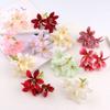 Nova simulação de orvalho três ramos cabeça de flor de lírio faça você mesmo arranjo de flores de parede de casamento material de flor decorativa comércio exterior venda quente