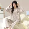 Otoño e Invierno 160g Nuevo Estilo Suéter de Manga Larga para Mujer Estampado de Dibujos Animados Conjunto Casual para Estar en Casa Pijama de Verano para Habitación con Aire Acondicionado