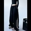 Calça de Moletom Estilo Esportivo High Street Estilo Americano para Mulheres, Tamanho Plus, Caimento Solto, Estilo Jogger, Adequada para Primavera e Outono, Calça de Moletom Casual de Perna Larga