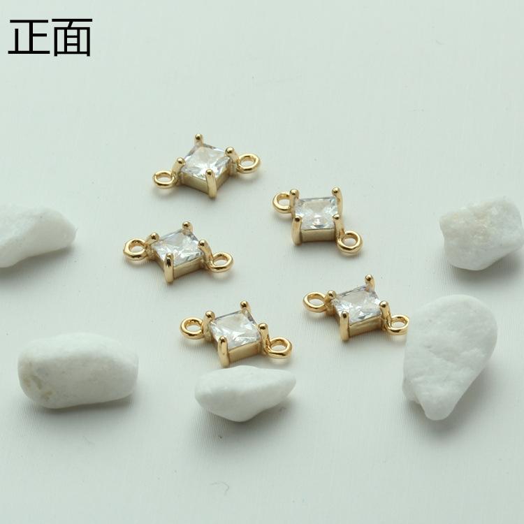 双吊环方形锆石吊坠01