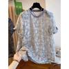Camiseta Fresca Hueca Estilo Hong Kong Puro Deseo para Mujer, Verano Holgada Casual Versátil Cuello Redondo Protección Solar Top Ins