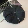 Boina Jeans Lavada Diária Vintage Desgastada para Mulheres, Circunferência da Cabeça Grande, Sensação de Alto Padrão, Chapéu Octogonal Respirável