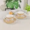 Conjunto de Xícara e Pires para Chá da Tarde Estilo Inglês Transfronteiriço Oge, Xícara e Pires de Porcelana de Ossos Estilo Europeu Luxuoso, Caixa de Presente para Conjunto de Chá