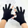 Luvas de tricô com pelo sintético de vison para dois dedos com forro de fleece, fio espesso, compatíveis com tela sensível ao toque, para homens, mulheres, estudantes, ciclismo, luvas quentes de inverno