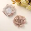 Suave y Puro Sentido Malla de Seda Brillante Borde Quemado Encaje Flor de Rosa DIY Cuerda para el Cabello Accesorios para la Cabeza de Mujer Broche Flor
