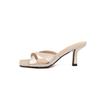 Sandalias de Verano para Mujer con Faldas, Sandalias de Moda de Punta Cuadrada Cruzadas con Punta Abierta y Tacones Altos de Aguja para Mujer