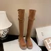 Primeiro Encontro Ji Botas Western Retrô Femininas Inverno Plus Veludo Acima do Joelho Botas Longas Botas Longas Marrons Botas de Neve Botas de Equitação