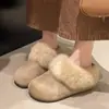 2026 Novas Meias Pantufas Peludas Femininas Outono Inverno Externas Sola Grossa Aumenta Altura Birkenstock Calçados Pantufas de Algodão Quente com Pelúcia Mules