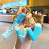 Chaveiro de Letra Criativo Preenchido com Óleo Moda Feminina Colorido Pingente de Bola Flutuante Anel de Chaveiro para Bolsa de Casal