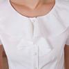 Verano Nuevo Estilo Coreano Encaje con Volantes Camisa Blanca para Mujer Manga Corta Profesional Ajustada Fondo Camisa de Gasa